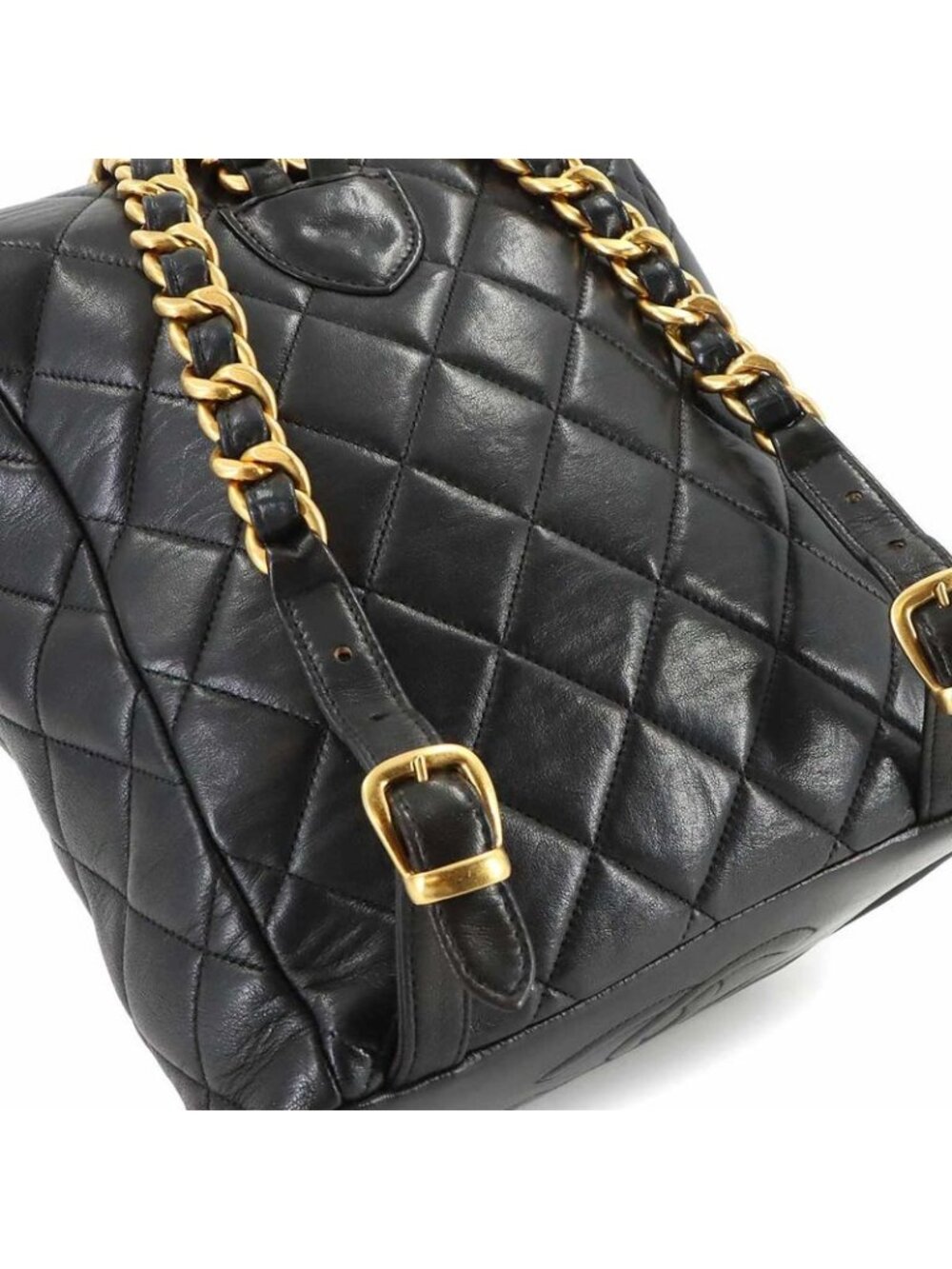 Chanel Quilted Chain Backpack Lambskin Black Vintage Gold Duma - Picture 8 of 9
